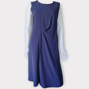 Barbour Womens Wool Sheath Dress US 10 EU 40 Navy Blue Summer Tartan